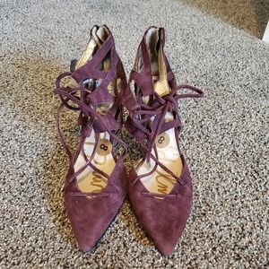 Sam Edelman purple lace up heels